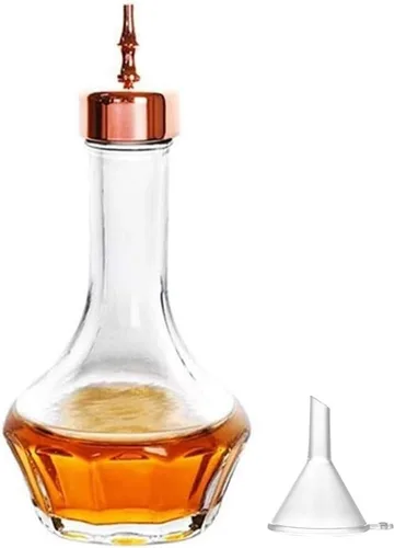Bitters Bottle - Vidrio con acero inoxidable Dasher Top 1.7 fl oz Herramienta profesional de barra para hacer cócteles artesanales y el whisky Cobre