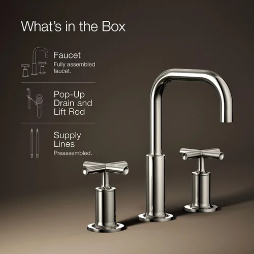 Miniatura 14 de Kohler K-14410-4-BGD Purist - Grifo para lavabo de baño con manijas de palanca baja y boquilla baja, 14406-3-SN Níquel pulido vibrante