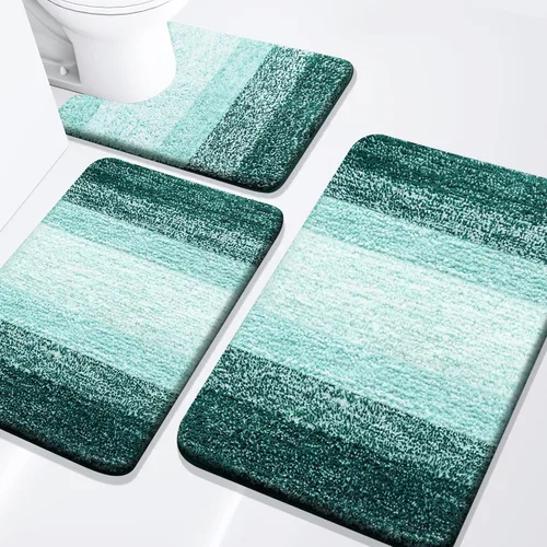Miniatura 50 de Arotive - Juego de alfombras de baño de 3 piezas, alfombras de baño extra suaves y absorbentes, alfombrillas de baño lavables a máquina y que se