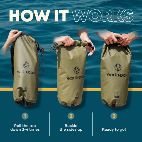 Miniatura 3 de Earth Pak Bolsa seca impermeable - Mochila impermeable con parte superior enrollable (naranja 5L y rojo 10L)