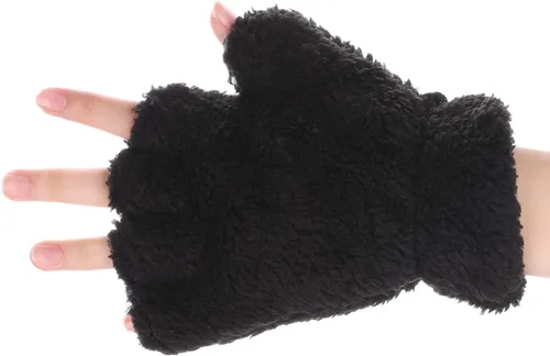 Miniatura 9 de PENINSULA LOVE Guantes de pata de gato, guantes de felpa cálidos para cosplay, guantes de animal de garra de oso, guantes de punto sin dedos