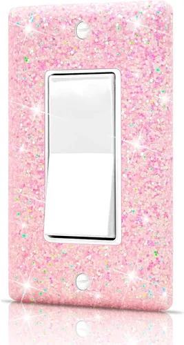 Dengduoduo Placas de pared, cubierta decorativa para interruptor de luz, cubierta de pared brillante con purpurina brillante, placa de pared de una