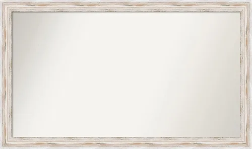 Miniatura 322 de Amanti Art Espejo de baño blanco para sobre el fregadero, 30 x 35 pulgadas, espejo de tocador rectangular estrecho de Eva de oro blanco, marco