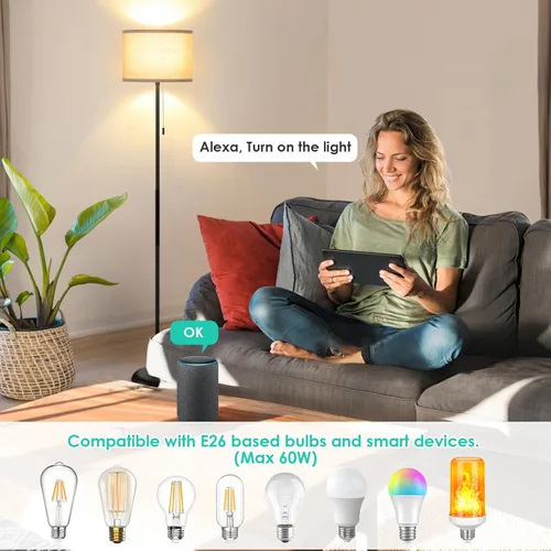 Miniatura 9 de FOLKSMATE Lámpara de pie para sala de estar, lámparas LED modernas y sencillas, lámpara alta para dormitorio, niños, oficina, sala de lectura, luz