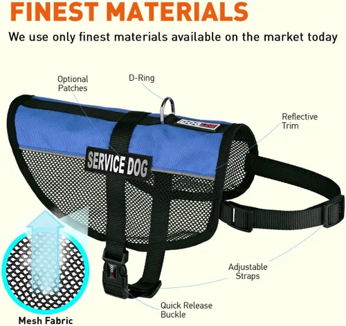 Miniatura 2 de Dogline Chaleco para perro de servicio, 17 x 21 pulgadas, azul