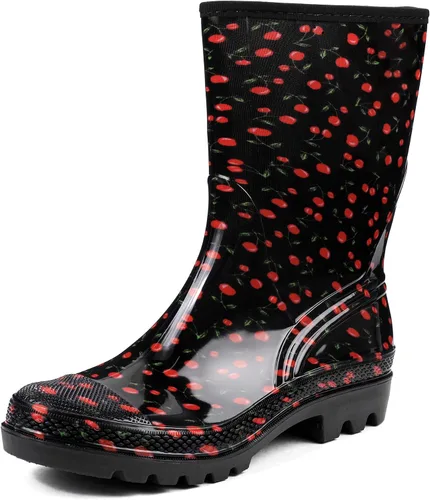 Miniatura 34 de DKSUKO Waterproof Womens Rain Boots insulated,Lightweight Rubber fashion Boots in Gardening,Warm and Comfortable Wide Calf Rain Boots with Glossy in