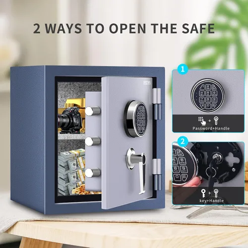 Miniatura 4 de HSDYS Caja de seguridad ignífuga, 1.8 pies cúbicos, teclado digital y cerradura de llave, seguro para el hogar para documentos, joyas