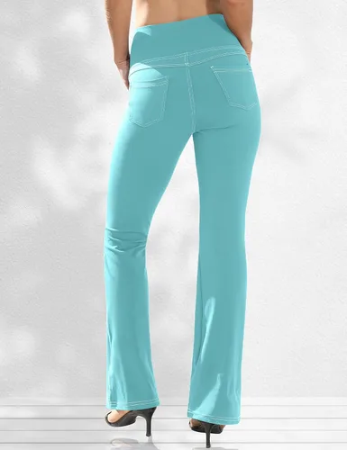 Miniatura 2 de VOOVEEYA Leggings con corte de bota para mujer, pantalones de yoga acampanados con 4 bolsillos, control de abdomen, pantalones de vestir casuales