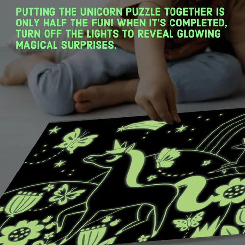 Miniatura 3 de Mudpuppy Unicornios – Rompecabezas de 100 piezas que brillan en la oscuridad con una escena maravillosa de unicornios mágicos y detalles ocultos