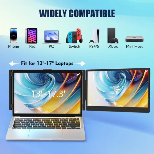 Miniatura 6 de KEFEYA Extensor de pantalla para laptop, 14 pulgadas, 1080P FHD IPS, extensor de monitor de computadora portátil para oficina en casa, monitor