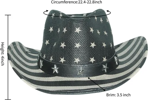 Miniatura 3 de Vintage USA American Flag Cowboy Hat wWestern Shape-It Brim