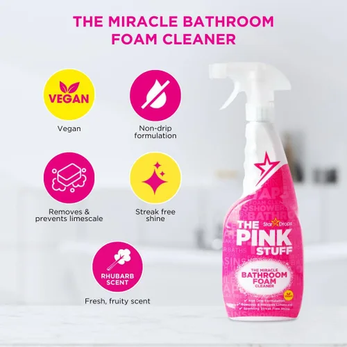 Miniatura 5 de Stardrops - The Pink Stuff - Limpiador en espuma para baños Miracle 750 ml - Para baños, azulejos, espuma de jabón, sarro, sin marcas