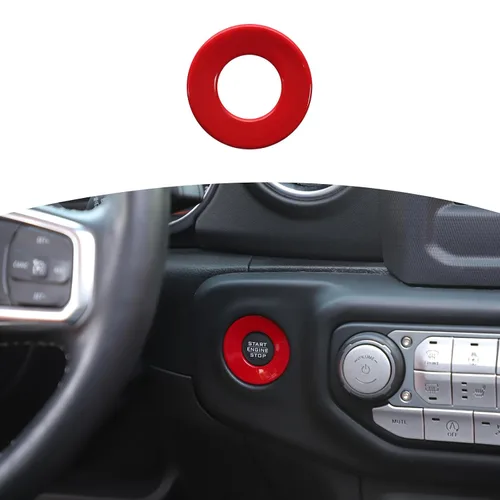 Miniatura 11 de RT-TCZ para Jeep JL Anillo de Cubierta de Botón de Arranque/Parada para Jeep Wrangler JL JLU Gladiator JT 2018-2024 Accesorios de Interior Azul Bebé