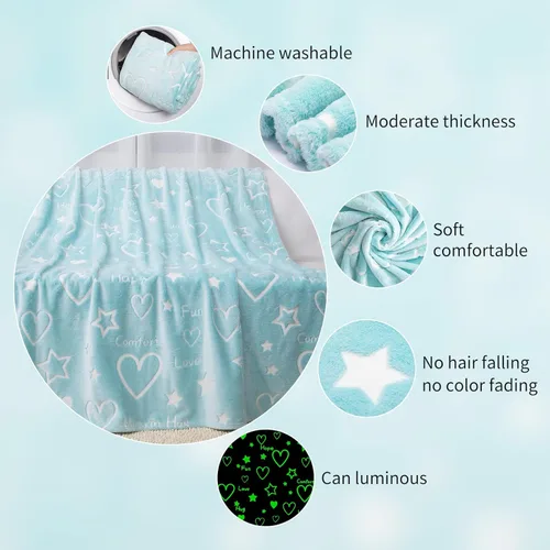Miniatura 3 de LIFEYJ Manta con estrellas que brillan en la oscuridad con forma de corazón, regalos para niñas y niños, manta suave para niñas de 3, 4, 5, 6, 7, 8