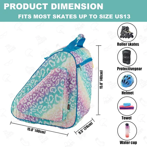 Miniatura 4 de HEXIFUL Bolsa para Patines de Hielo, En Línea, Roller y Quad - Para Niños y Adultos Arco iris/Leo