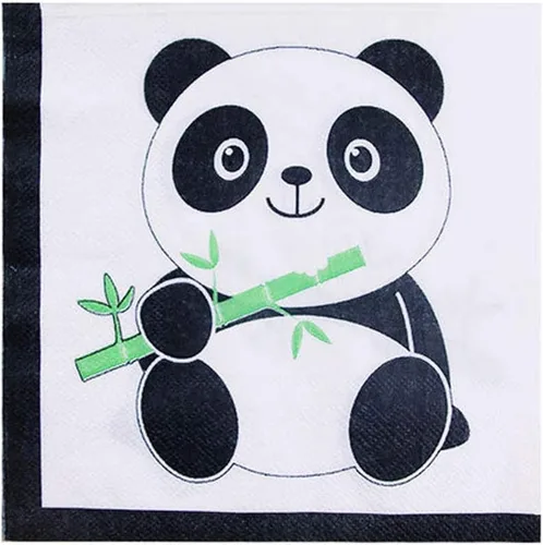 Miniatura 3 de Suministros para fiestas de pandas, 20 platos, 20 servilletas y 1 mantel