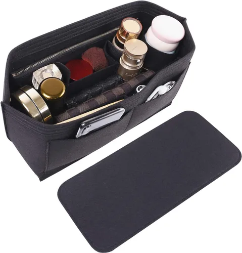 Doxo Organizador de bolso para bolso y bolsa de fieltro compatible con Speedy y Neverfull Onthego, 3 tamaños6 colores, Bolso negro+forma de base