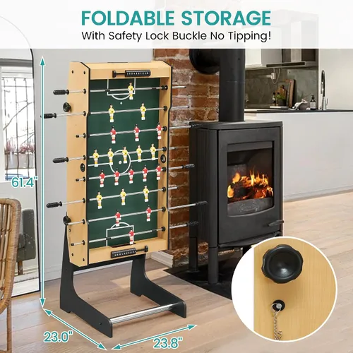 Miniatura 5 de GAOMON Mesa de futbolín plegable de 48 pulgadas, juego de mesa de fútbol para niños y adultos, fútbol de mesa de arcade para el hogar, sala