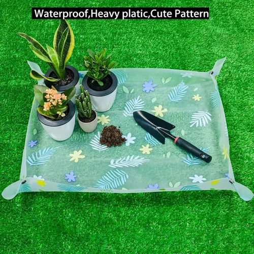 Miniatura 3 de Herda Tapete de tierra de trasplante/maceta de 32.4 pulgadas para plantas de interior, bandeja para macetas más gruesa para plantas de casa