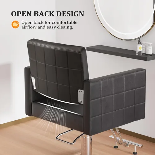 Miniatura 5 de Bonnlo Silla de peluquería para estilista de peluquería de asiento ancho, silla de peluquería hidráulica con reposapiés de acero inoxidable, silla
