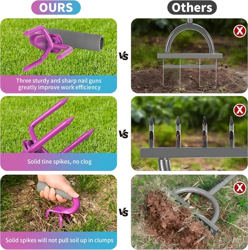 Miniatura 7 de 2 paquetes, cultivador de garras de tierras, cultivador de garras de cultivador de mano, afloja las garras, afloja el agarrador manualmente, Púrpura