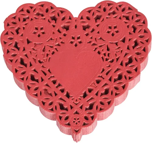 Miniatura 4 de School Smart Tapete de encaje de corazón troquelado de papel, 6 pulgadas, rojo, paquete de 100