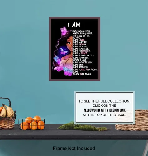Miniatura 7 de Arte de pared y decoración de niña afroamericana – I Am Black Girl Magic – Arte negro – Afirmaciones positivas inspiradoras – Citas positivas