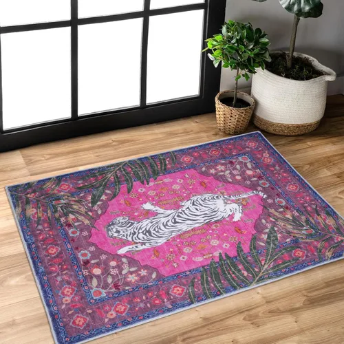 Miniatura 23 de Alfombra de leopardo de 2 x 3 pies para sala de estar, alfombra estética vintage de animales para habitación de niñas, guardería, dormitorio, Azul