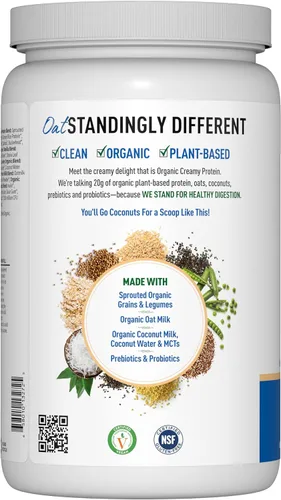 Miniatura 8 de Garden of Life Proteína vegetal cremosa + leche de avena en polvo + proteína vegana sabor vainilla en polvo – a base de plantas, prebióticos