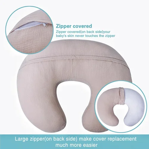 Miniatura 5 de Owlowla Funda de almohada de muselina para lactancia, funda de algodón suave para almohada de lactancia materna para bebé niño niña (trigo)