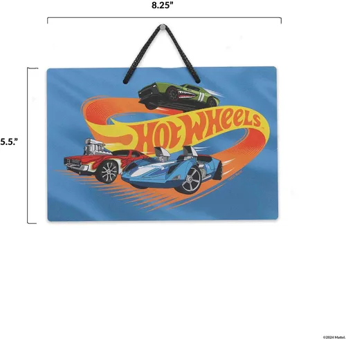 Miniatura 6 de Mattel Hot Wheels - Cartel de metal colgante para pista de carreras de acción, divertida decoración de pared de Hot Wheels para dormitorio de niños