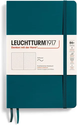 Miniatura 6 de LEUCHTTURM1917 - Cuaderno de tapa blanda de tapa blanda B6+ - 123 páginas numeradas para escribir y escribir en diario (Doted, Sage)