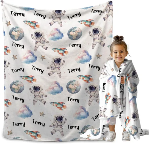 Miniatura 43 de Manta personalizada de bosque azul para niños y niñas, manta personalizada de animales salvajes, regalos para bebé, vaca, guardería, mantas