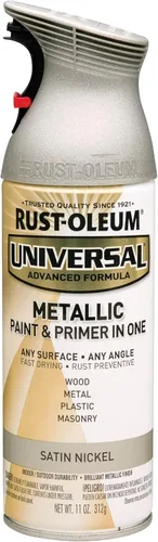 Rust-Oleum 249130 Pintura en aerosol metálica universal para todas las superficies, 11 onzas, níquel satinado