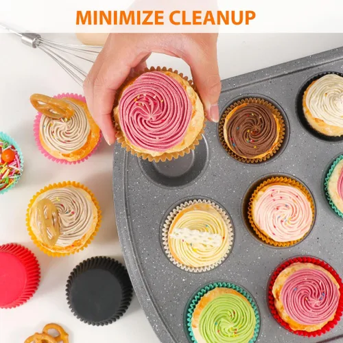 Miniatura 4 de Caperci - Forros para cupcakes color rosa estándar para hornear, 200 unidades, a prueba de grasa, para muffins, bodas, fiestas de cumpleaños