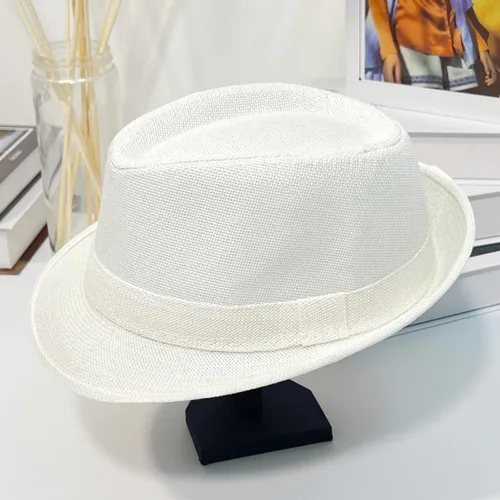Miniatura 7 de ECYC Sombreros de jazz para niños, gorras de lino de color sólido para niños
