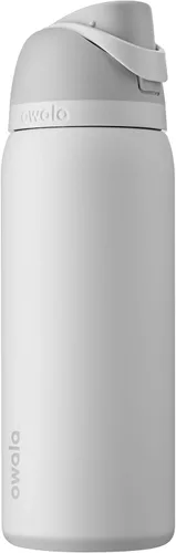 Botella de agua aislada de acero inoxidable Owala FreeSip con pajita, botella de agua sin BPA para deportes, ideal para viajes, 32 onzas, Shy