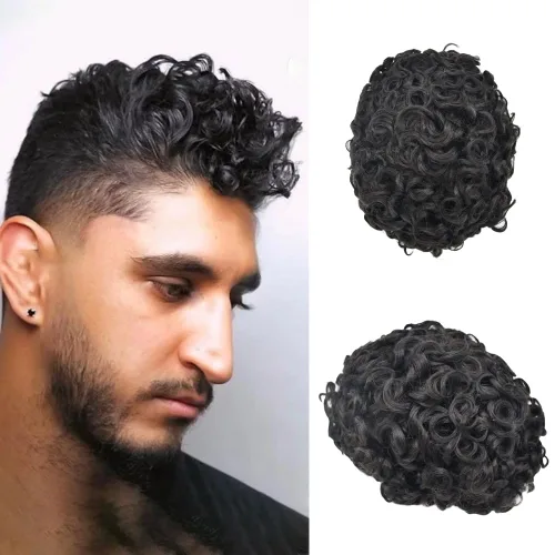 Miniatura 10 de LYRICAL HAIR Unidad de cabello humano de 0.236 in, onda de 0.236 in, unidad de cabello brasileño para hombres negros africanos americanos, #1B Negro