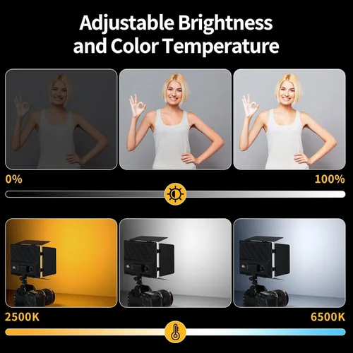 Miniatura 2 de Fotografía Iluminación Cámara Video Luz 20W Kit Traje con Adaptador/Batería 4400mAh Bi-Color Regulable 2500-6500K Led Studio Streaming Foto Shooting