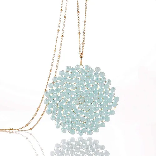 Miniatura 2 de Collar con colgante de cristal hecho a mano con forma de círculo para mujer, collares largos y encantadores