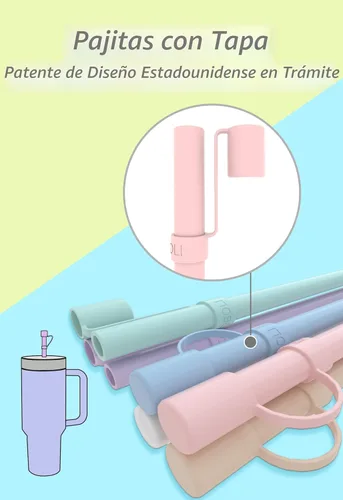 Miniatura 4 de Popote de silicona de repuesto reutilizable de 12 pulgadas de largo con tapa, regalos de relleno de media para mujeres, hombres, adolescentes