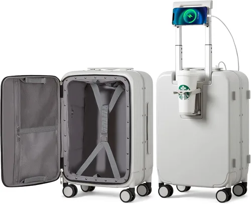 Miniatura 32 de mixi Equipaje PC Hardside Rolling maleta con rueda giratoria, cerradura TSA, soporte para teléfono y vaso, Verde aguacate