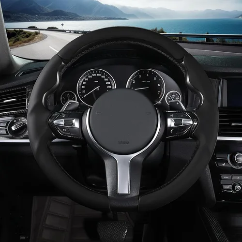 Miniatura 7 de Funda de volante para BMW X3 (2014-2017) X5 (2014-2018) Serie 3 (2012-2019) Serie 5 (2014-2016) 328i 320i 330i 325i 528i 535i 530i 540i M3 2 36/38
