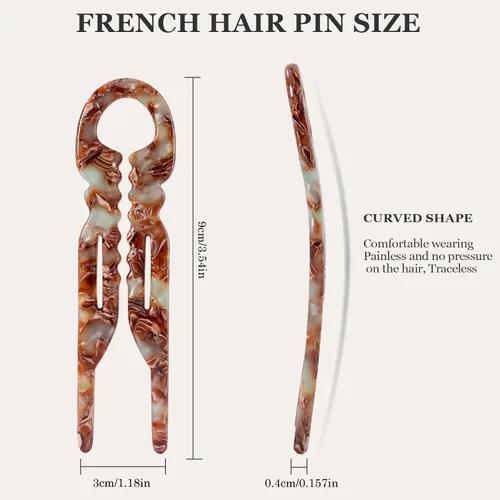 Miniatura 2 de 4 horquillas francesas de prestigio para mujer, accesorios para el cabello con diseño dentado antideslizante, ángulo curvado para un mejor ajuste