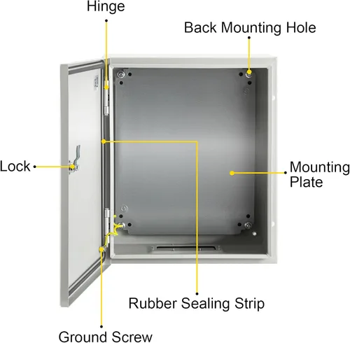 Miniatura 9 de VEVOR Caja de Acoplamiento de Acero NEMA 10×8×6, Caja Eléctrica de Acero NEMA 4X, Impermeable y Resistente al Polvo IP66, Caja de Acoplamiento