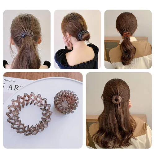 Miniatura 3 de AUEAR, Paquete de 7 pinzas para el cabello mágicas de nido de pájaros, accesorios para el cabello para mujer, coleteros para cola de caballo