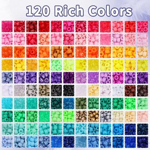 Miniatura 4 de QUEFE Kit de pulseras de 4680 piezas de cuentas de pony para hacer pulseras de amistad, juego de 120 colores de cuentas Kandi para hacer joyas, 3840