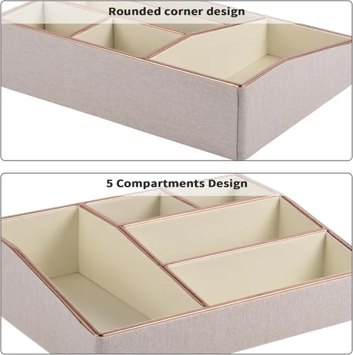 Miniatura 9 de Bandeja organizadora de maquillaje de piel sintética, organizador grande de tocador, caja de almacenamiento de cosméticos para pinceles de lápiz