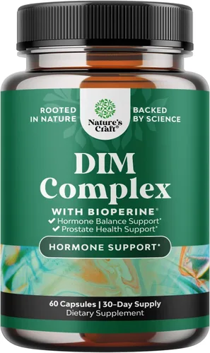 Suplemento DIM puro para hombres con bioperina, bloqueador de estrógeno DIM para hombres para el equilibrio hormonal y la salud de la próstata,