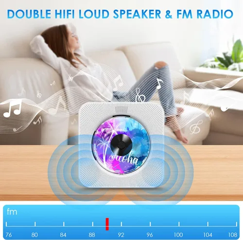 Miniatura 17 de Gueray Reproductor de CD portátil, reproductor de CD Kpop Bluetooth para escritorio con altavoz de sonido de alta fidelidad, radio FM, reproductor